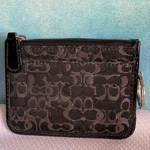 Coach Black & Silver Card Holder/Coin Purse Keychain